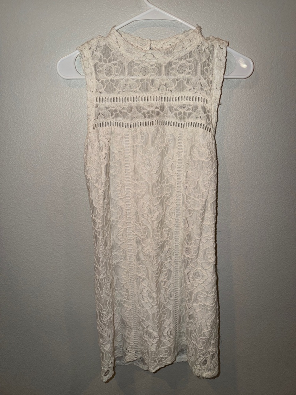 Hollister Cream Lace High-Neck Mini Dress